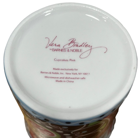Vera Bradley x Barnes & Noble Cupcakes Pink Mug w Lid NIB Floral Gift - Picture 6 of 10